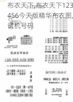 布衣天下123456今天版精华布衣图,试机号码,决策信息解释_L版56.400
